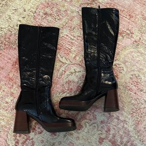 Bocage Black Patent Leather Knee-High Boots size 36